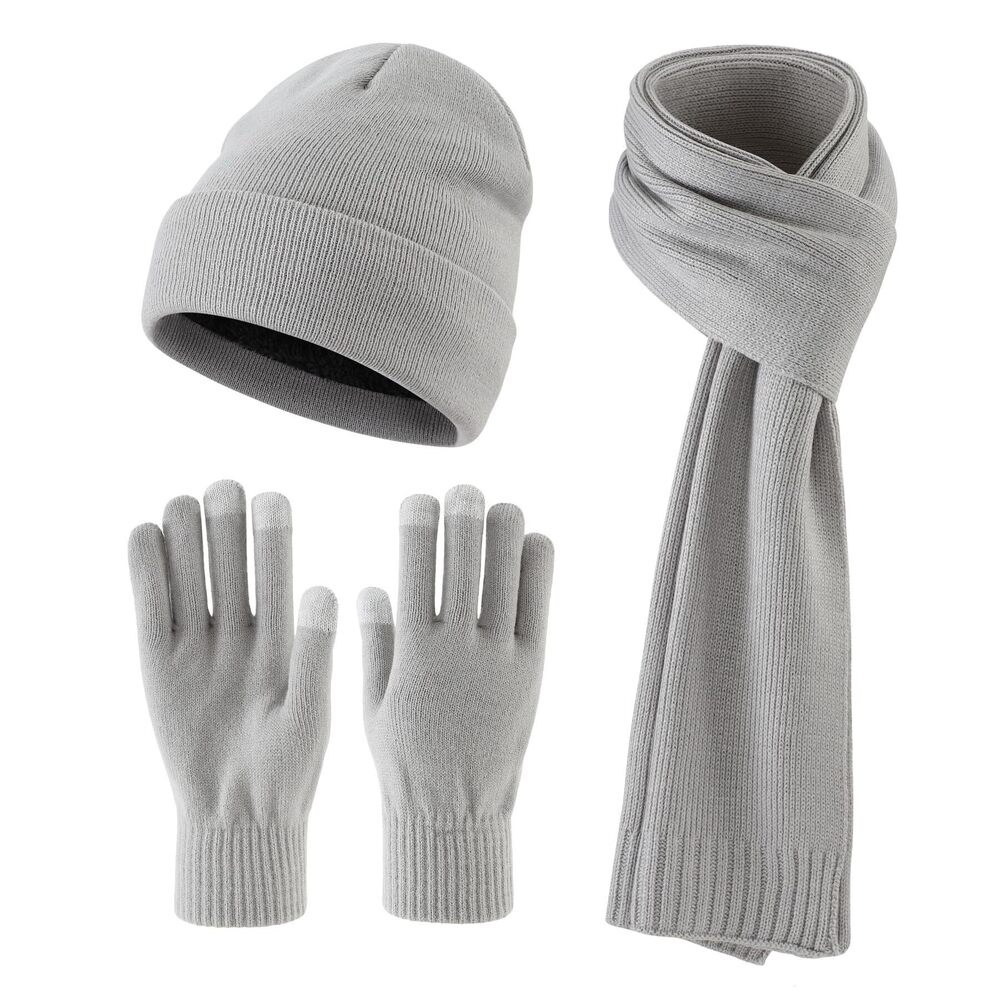 2150 Knit Beanie Hat Scarf Gloves Cold Weather Set Long Neck Scarf